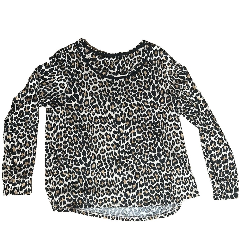 Kate Spade Shirt Leopard Animal Printed Long Sleeve Womens Small